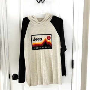 Jeep Detroit Shirts Ivory Black Long Sleeve T-Shirt Hoodie M Fast Ship NWOT